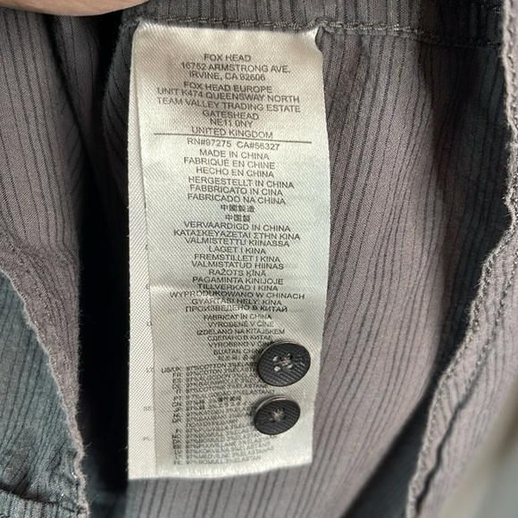 Fox Mens Horizontal Striped Button-Up Shirt Grey Long Sleeves Collar Slim Fit XL - Picture 12 of 15